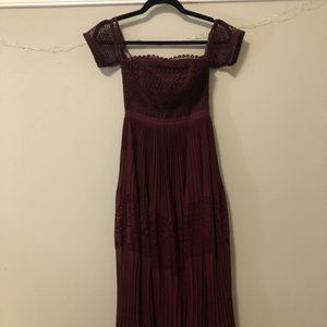 ASOS midi length lace dress in burgundy